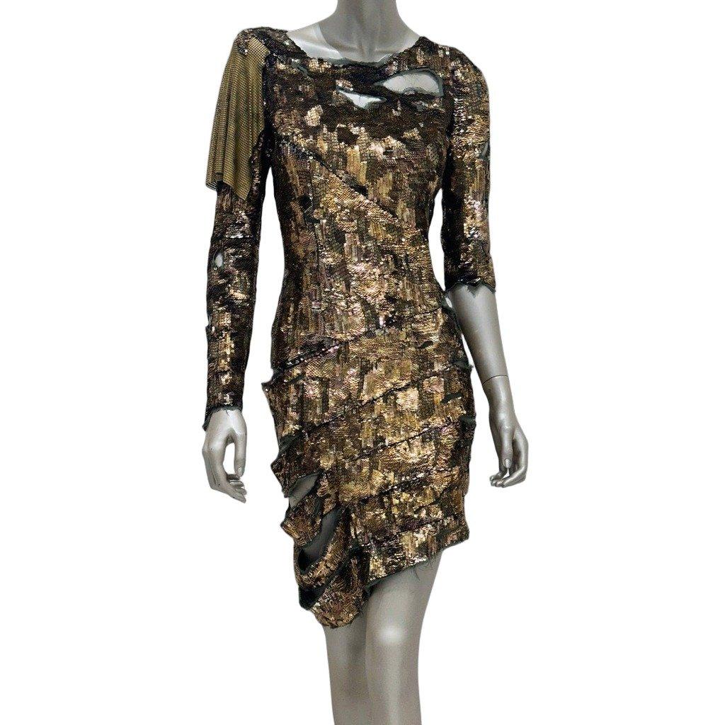 Balmain Balmain Gold Sequin Dress - SS10 Collection Size 38 Pre-owned