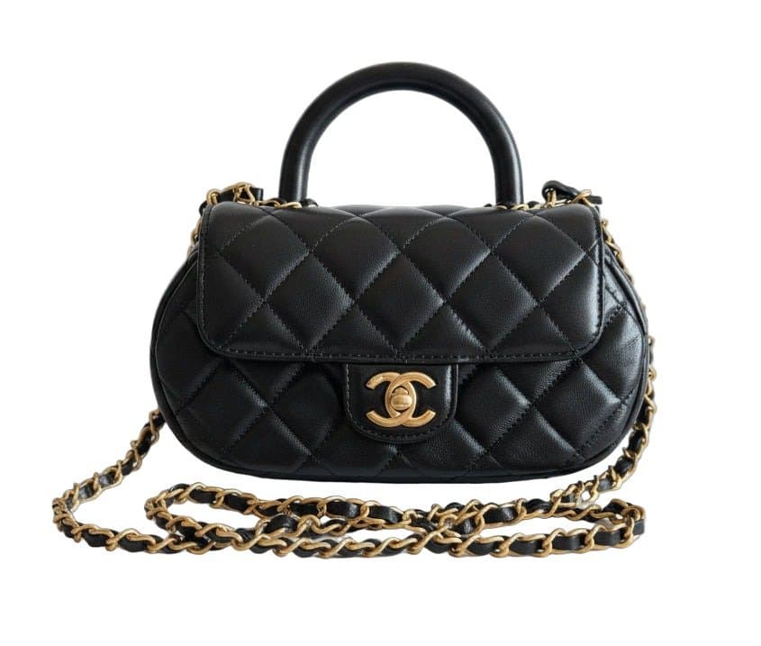 Chanel Black CC Top Handle Small Flap Chain Bag - microchipped