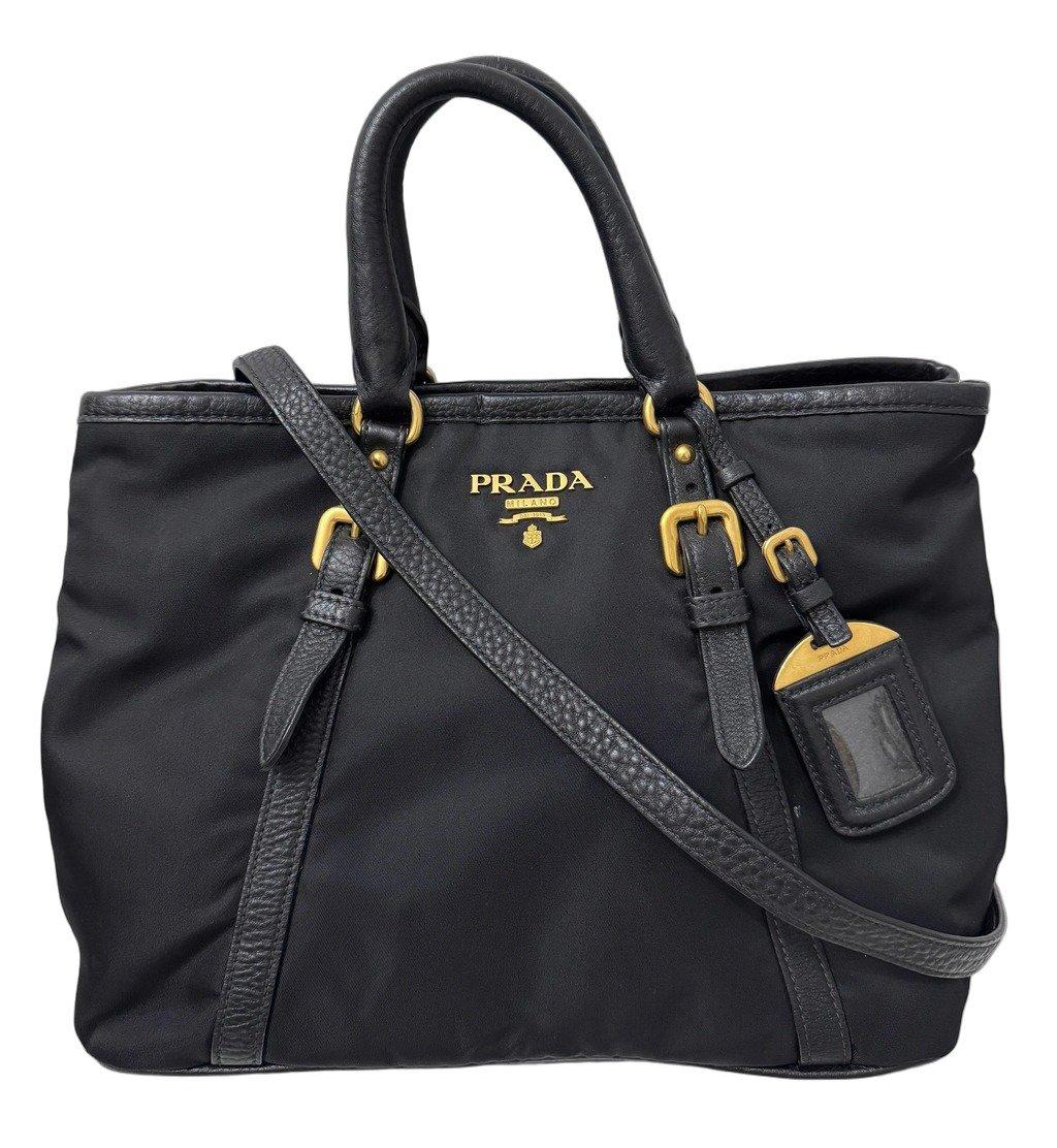 Prada Tessuto Nylon Black Two Way Bag