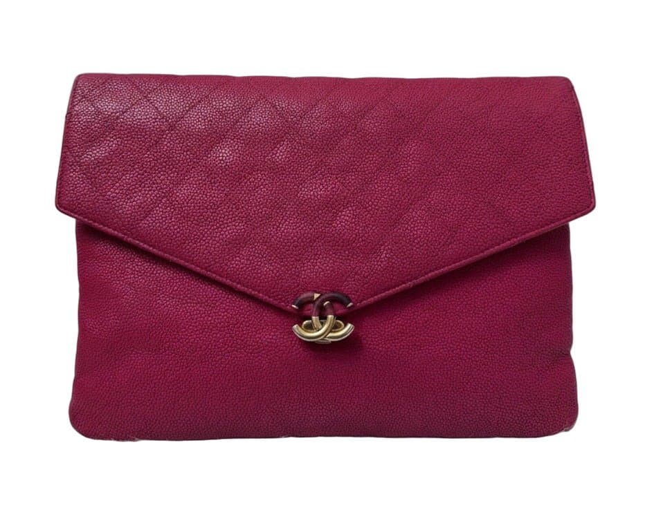 Chanel Paris Cuba Quilted Caviar Envelope clutch bag