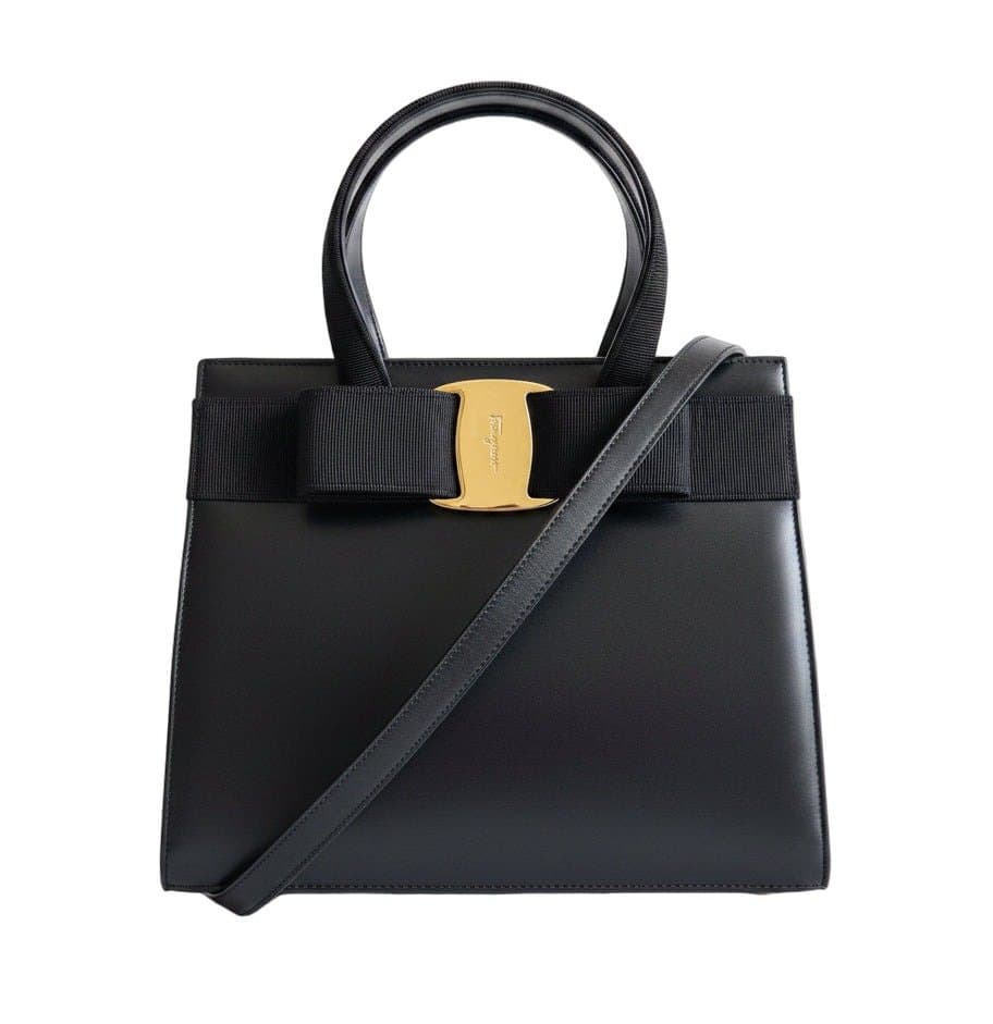 Salvatore Ferragamo Vara Leather Black Two-way Bag