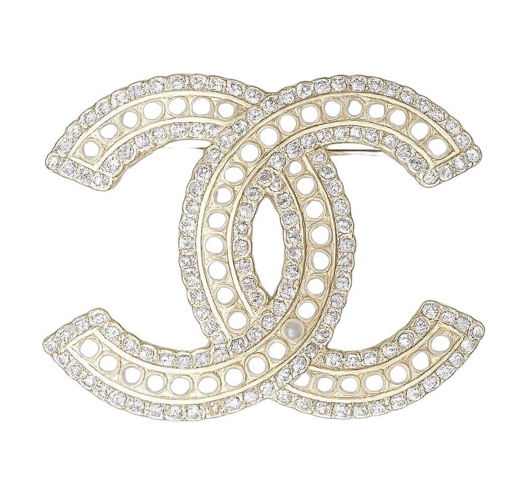 Chanel CC Pearl Crystal Brooch