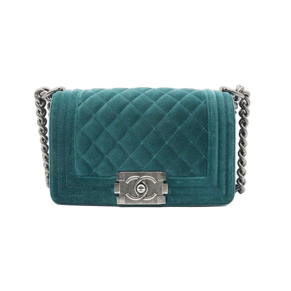 Chanel Boy Small Green Velvet