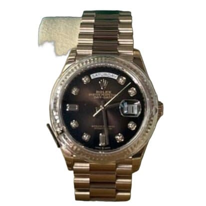 Rolex Everose Gold Day-Date 36 Watch - Fluted Bezel - Brown Ombre´ Diamond Dial - President Bracelet