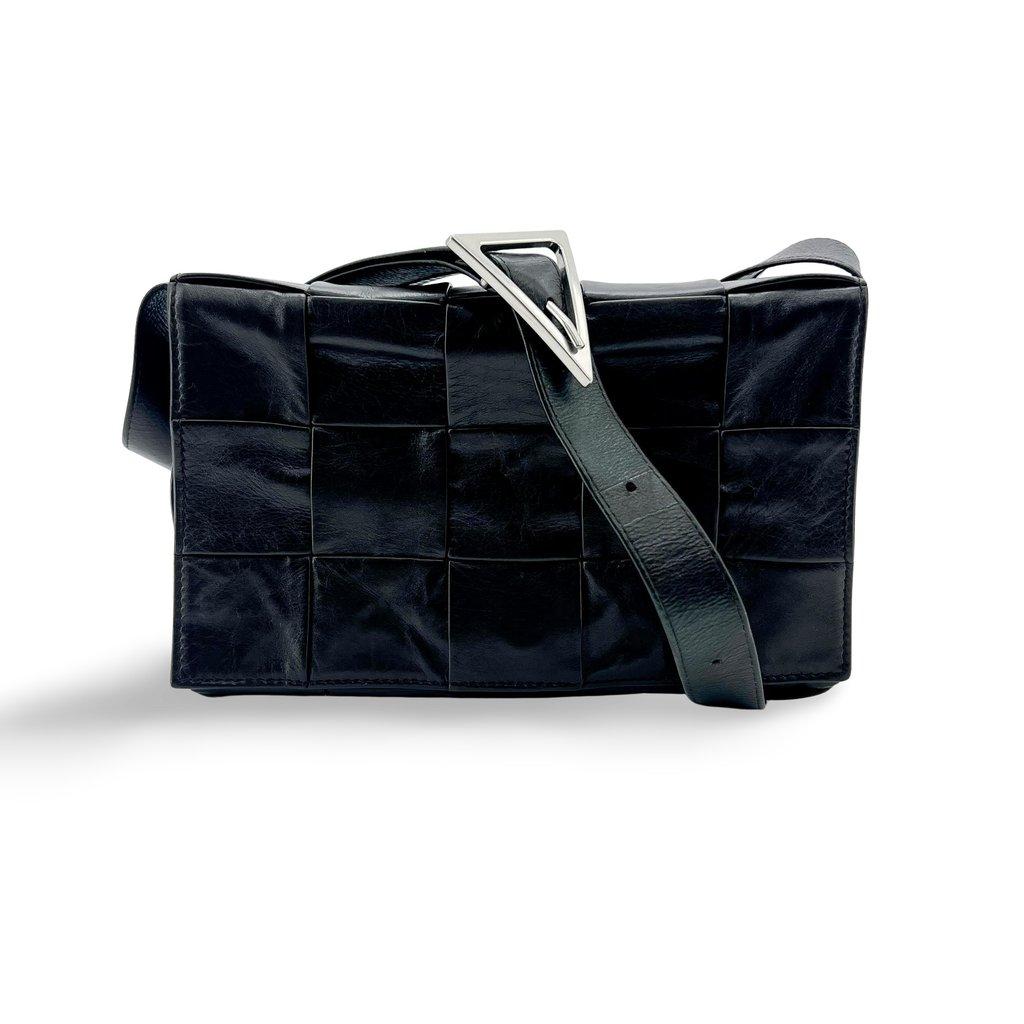 Bottega Veneta Intrecciato Cassette Bag Black with Silver Hardware