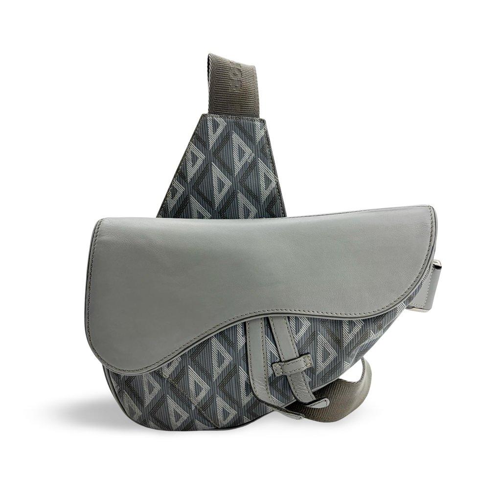 Dior Saddle Slingback Grey CD Diamond Canvas & Soft Calfskin