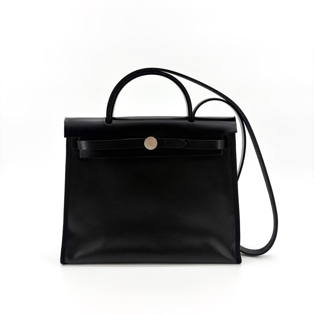 Hermès Herbag Zip 31 Black Ecru Silver Hardware