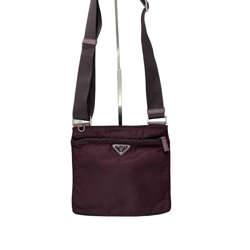 Prada Nylon Pocono Messenger Bag Burgundy Small