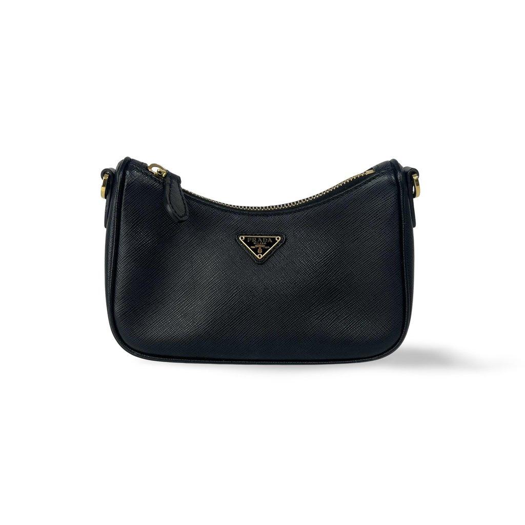 Prada Saffiano leather mini bag in black with gold hardware