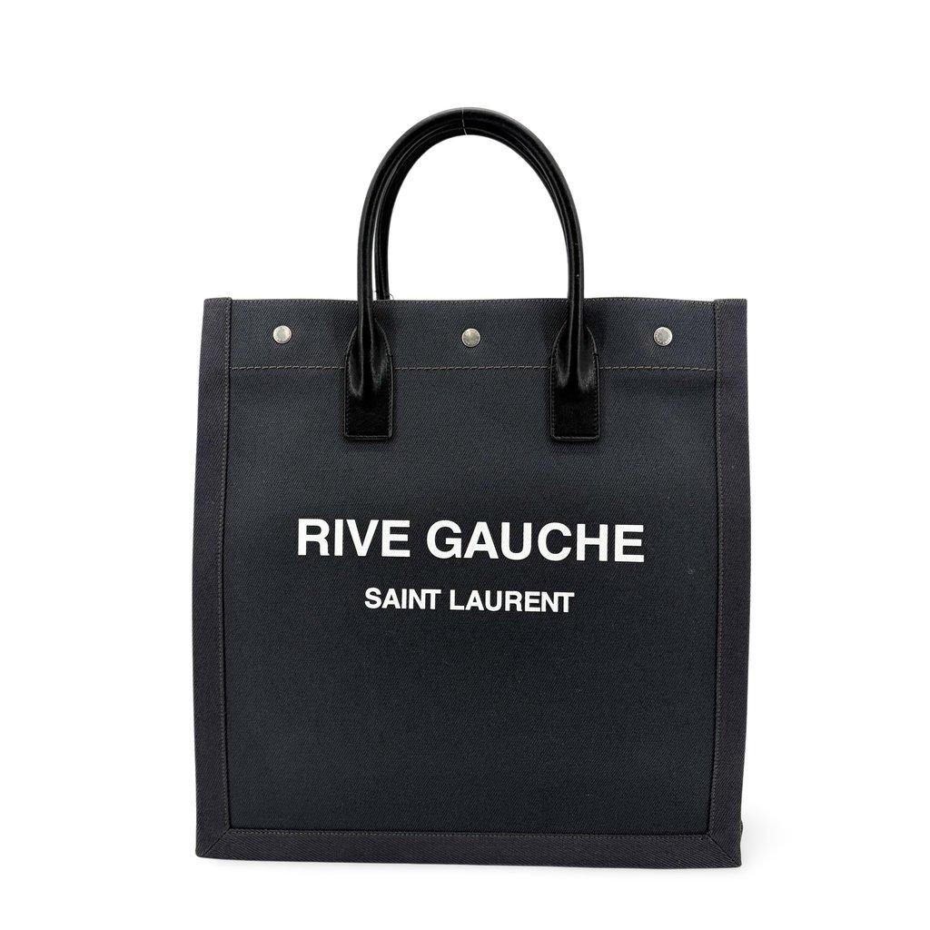 Saint Laurent Rive Gauche North/South Tote Bag Black Canvas