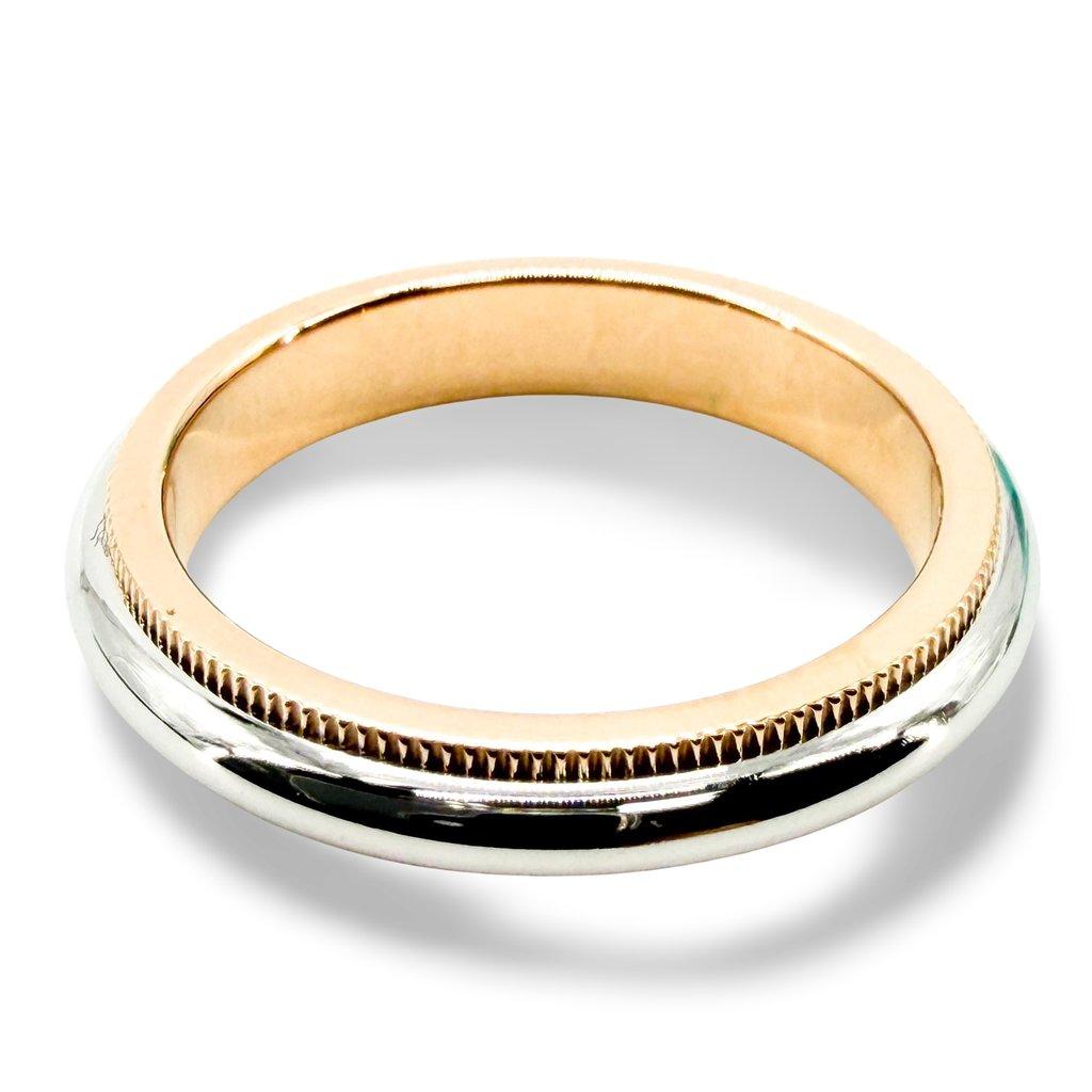Tiffany & Co Tiffany Milgrain Wedding Band Ring Platinum & 18K Rose Gold