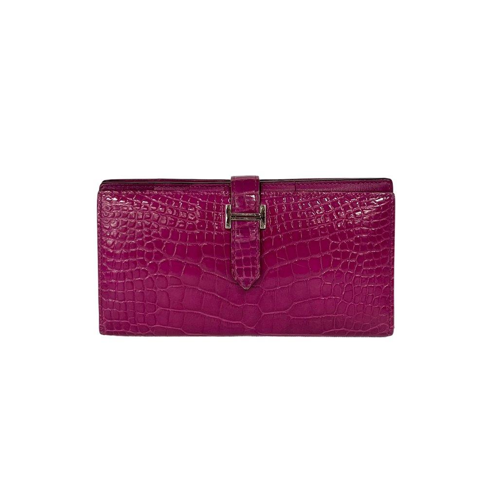 Hermès Beane Soufflé Alligator Pink Silver Hardware (D Engraving)