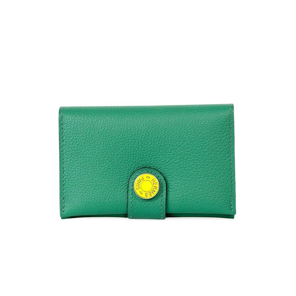 Hermès Dogon Compact Wallet Mint Green Silver Hardware
