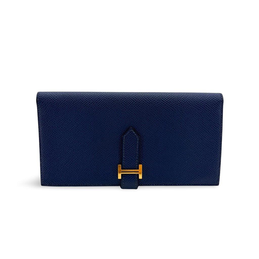 Hermès Beane Soufflé Wallet Navy Gold Hardware