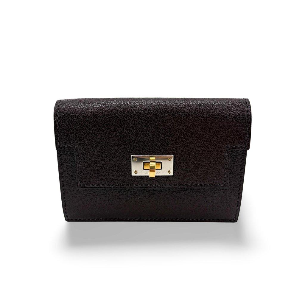 Hermès Kelly Pocket Slim Wallet Goatskin Electrum Hardware Rouge Selie