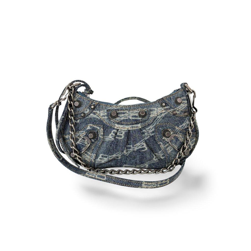 Balenciaga Le Cagol XS Shoulder Bag BB Monogram Denim Blue