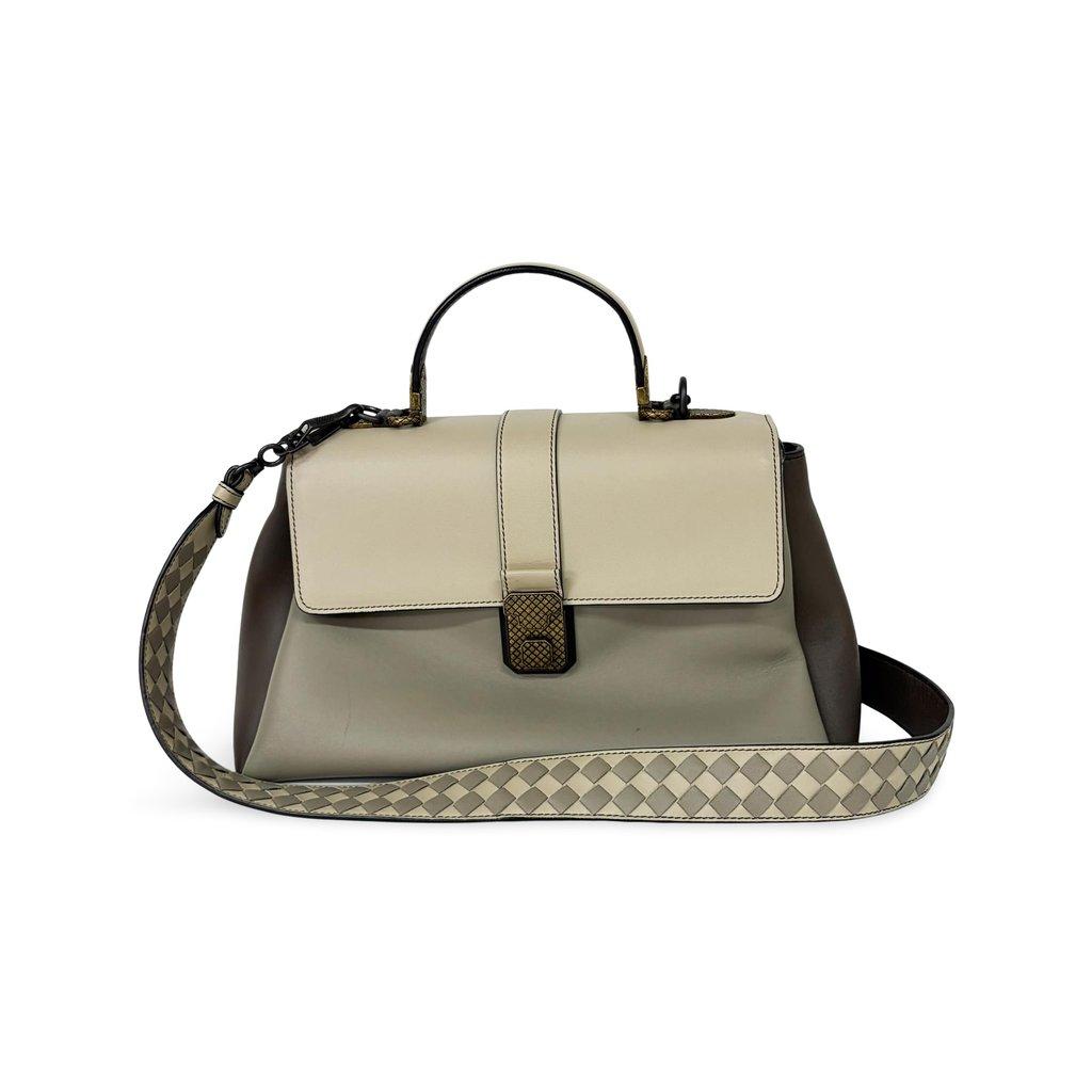 Bottega Veneta Medium Piazza Bag Tricolor (Ivory/Grey/Brown)