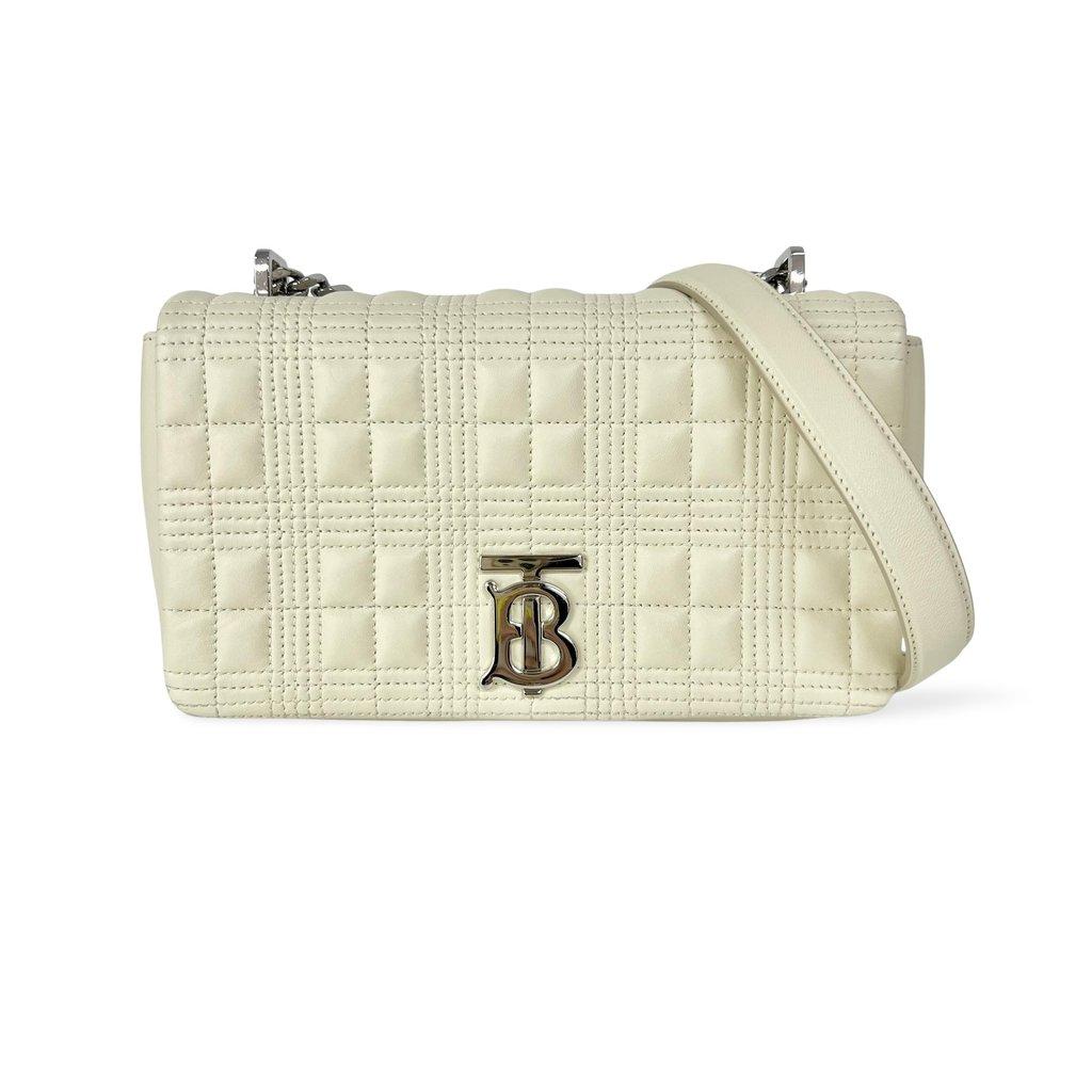 Burberry Small Quilted Lambskin Lola Bag Ivory Silver Hardware