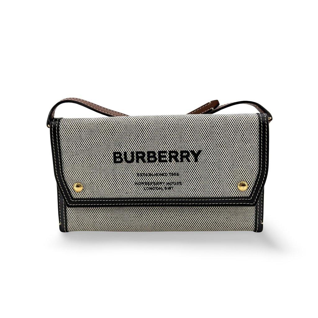 Burberry Small Horseferry Print Canvas Notebook Shoulder Bag Black