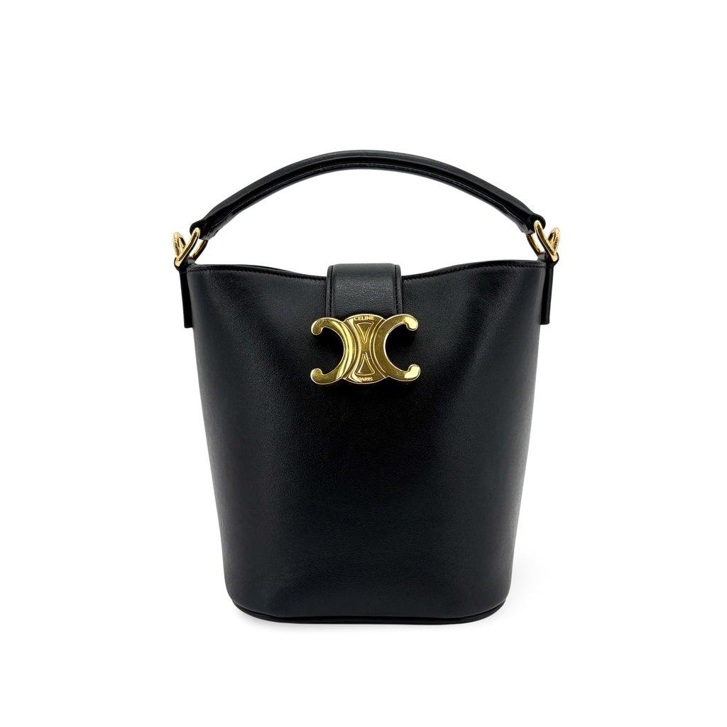 Celine Small Bucket Trionf Shiny Calfskin Black