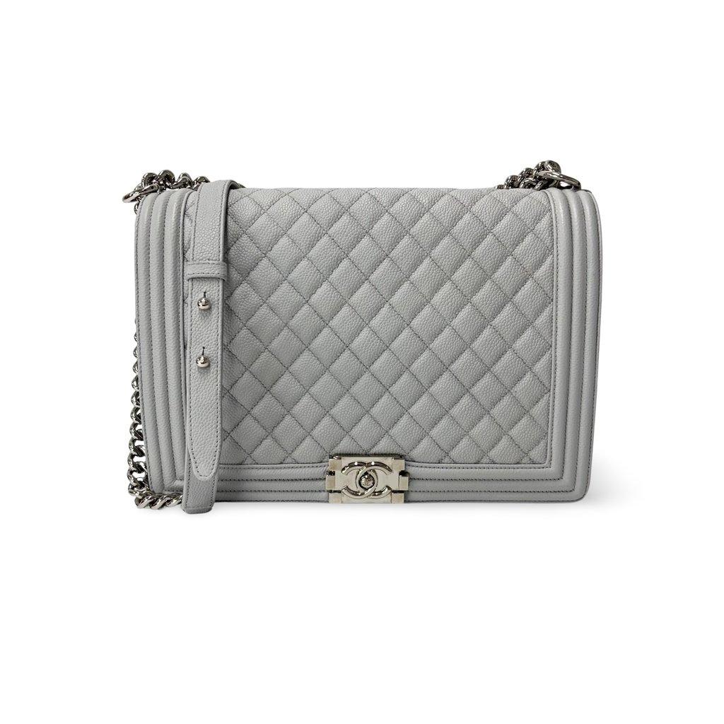 Chanel Boy Bag Caviar Silver Hardware Large