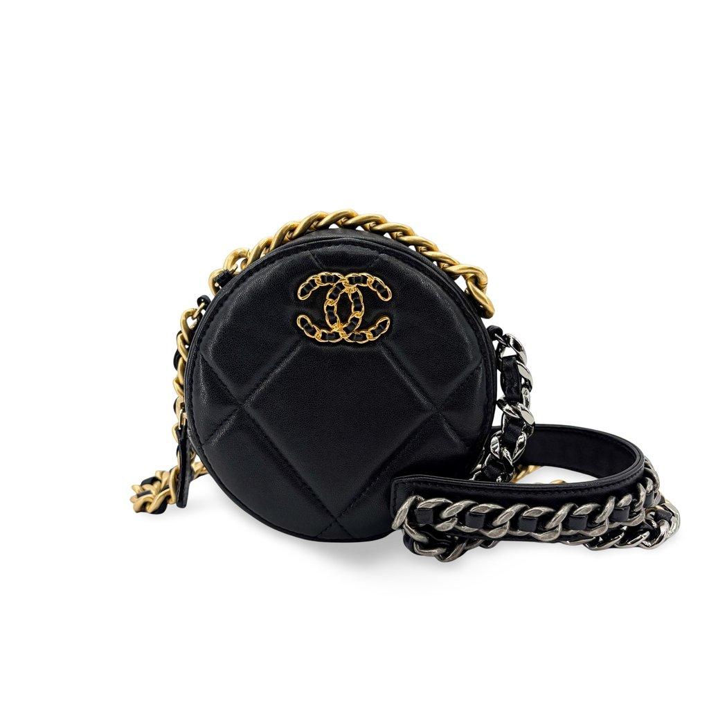 Chanel 19 Round Clutch with Chain Black
