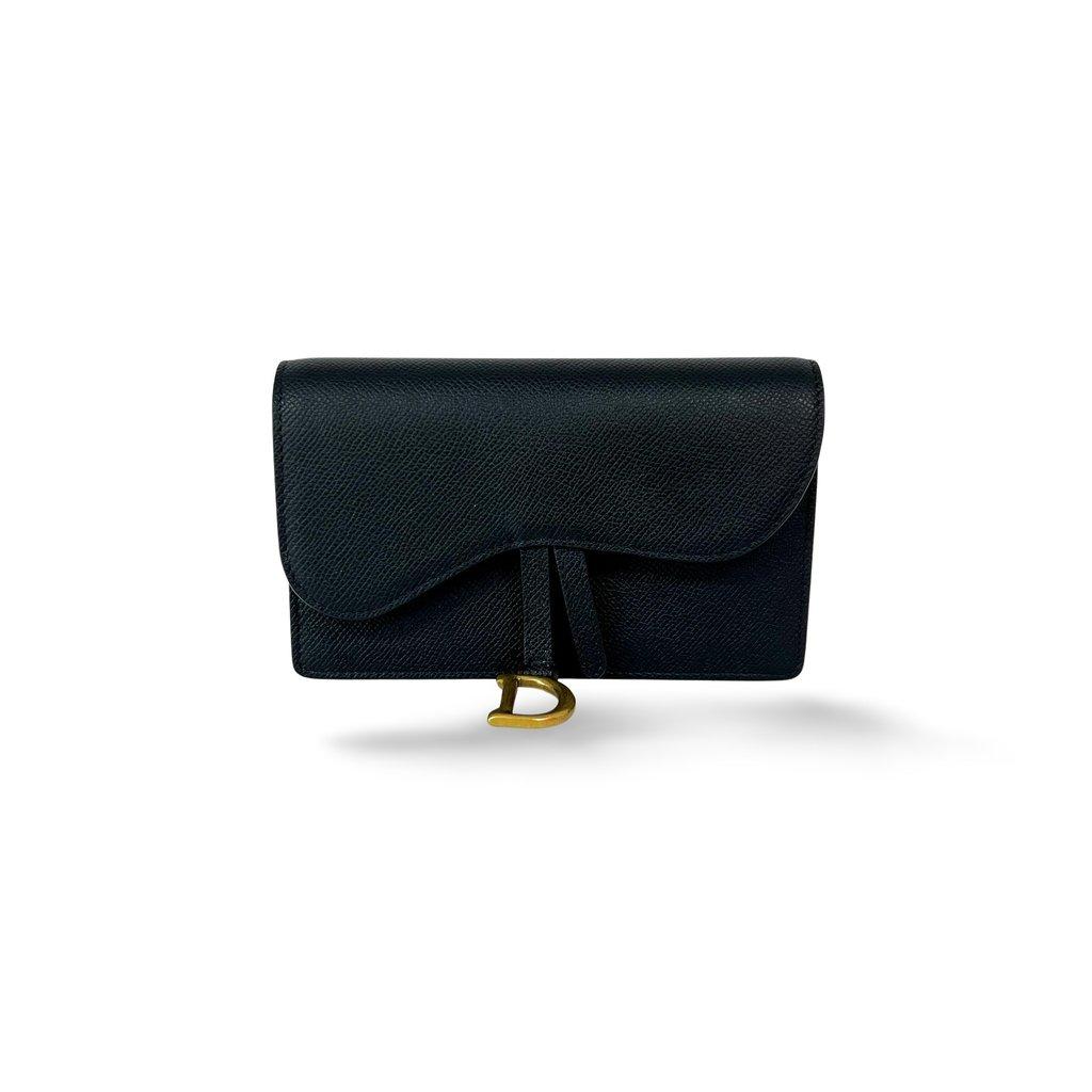 Dior Saddle Pouch Black Grain Calfskin Gold Hardware