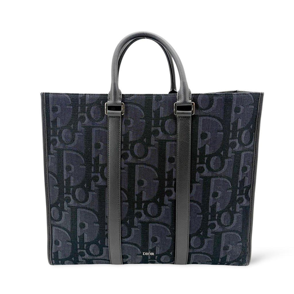 Dior Vertical Tote Bag Black Oblique Jacquard