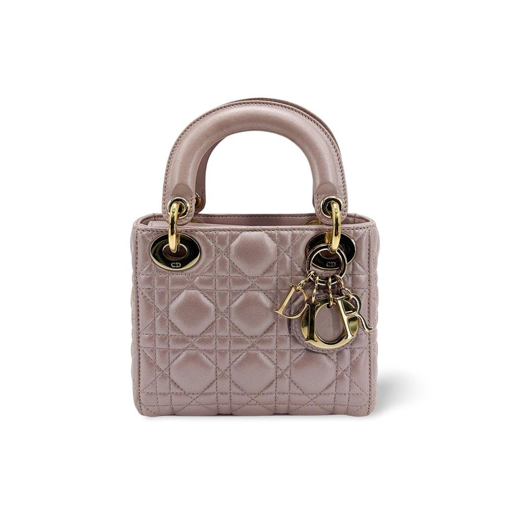 Dior Mini Lady Dior Bag Antique Pink Lambskin Gold Hardware