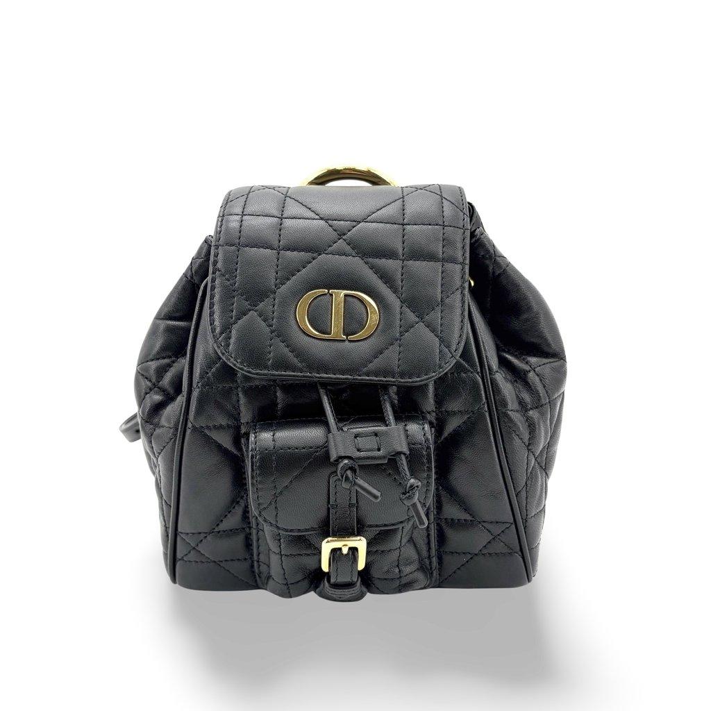 Dior Small Caro Backpack Black Gold Hardware