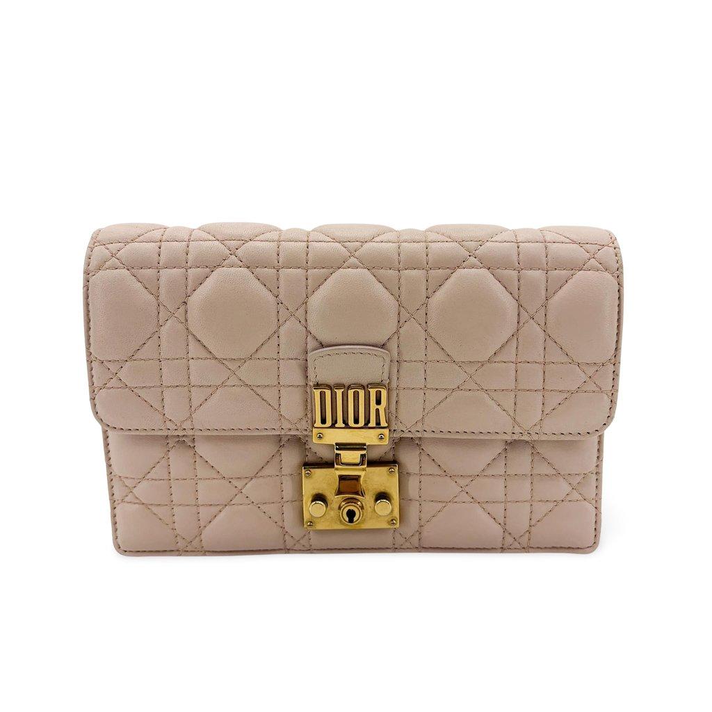 Dior Addict Cannage Flap Bag Pink Beige Gold Hardware
