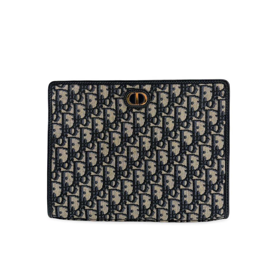Dior 30 Montaigne Beauty Pouch Blue Oblique Jacquard