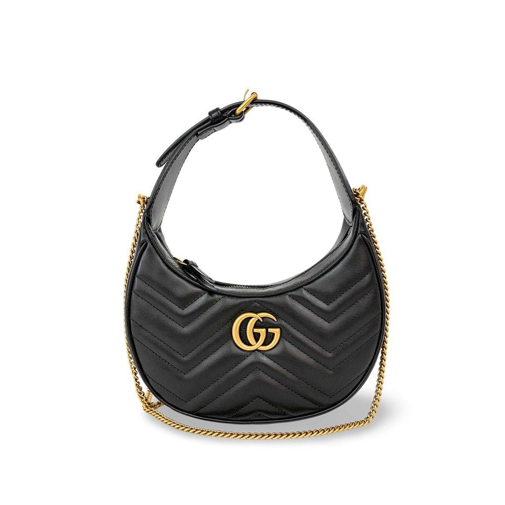 Gucci GG Marmont Half Moon Mini Shoulder Bag Black