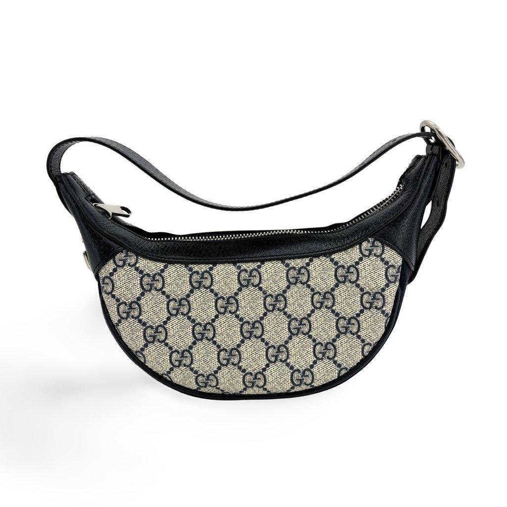 Gucci Ophidia Small GG Supreme Half Moon Shoulder Bag Blue Ivory