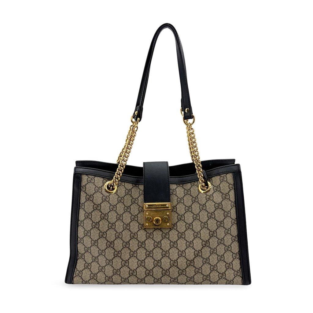 Gucci Padlock GG Supreme Medium Shoulder Bag Black