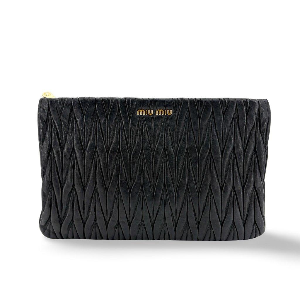 Miu Miu Matelassé Napa Leather Pouch Black