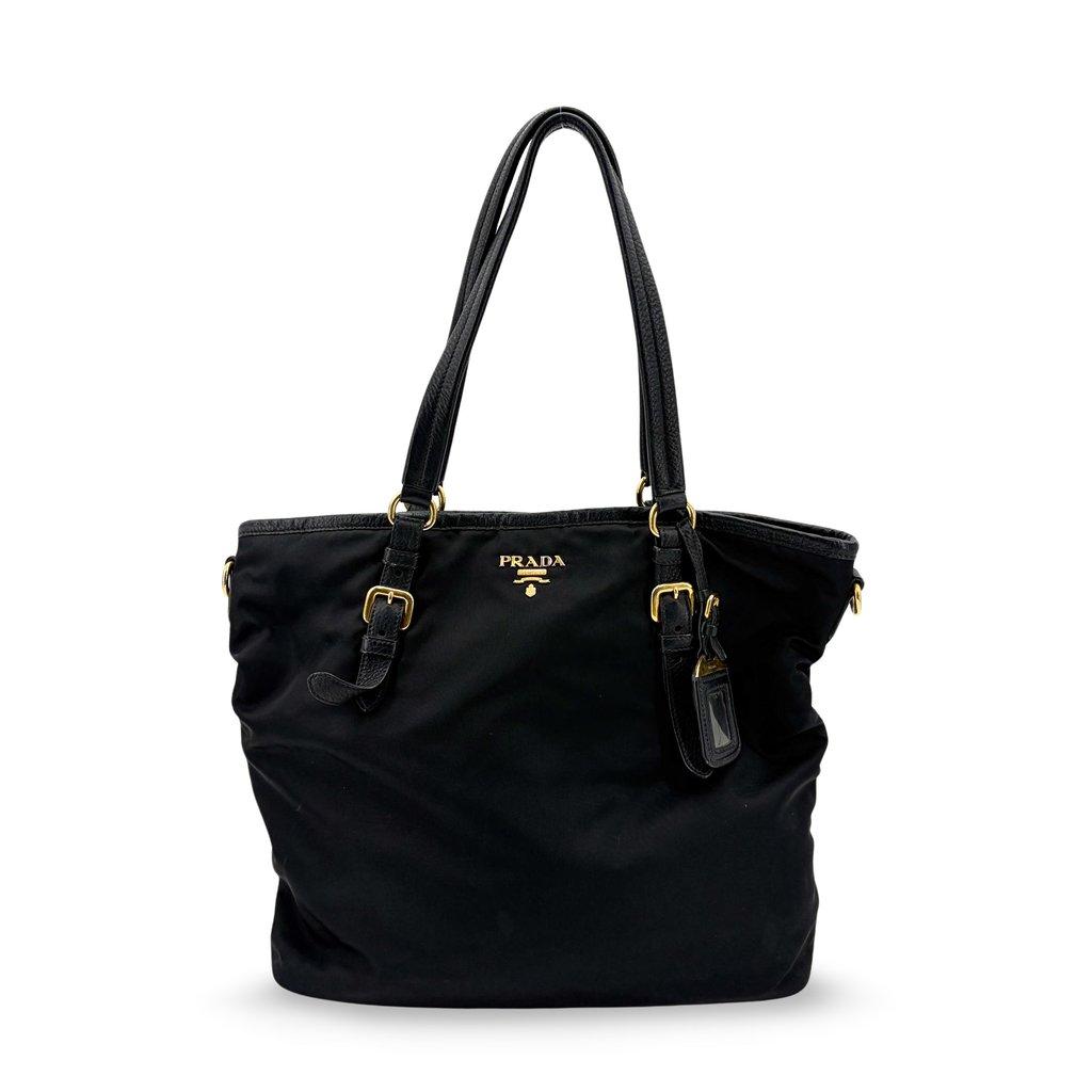 Prada Tessuto Soft Calf Tote Bag Black