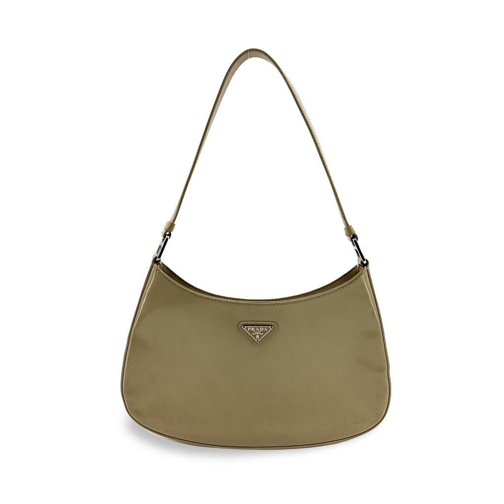 Prada Cleo Brushed Leather Shoulder Bag Khaki