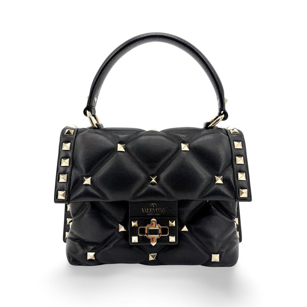 Valentino Garavani Rockstud Spike Small Top Handle Bag Black