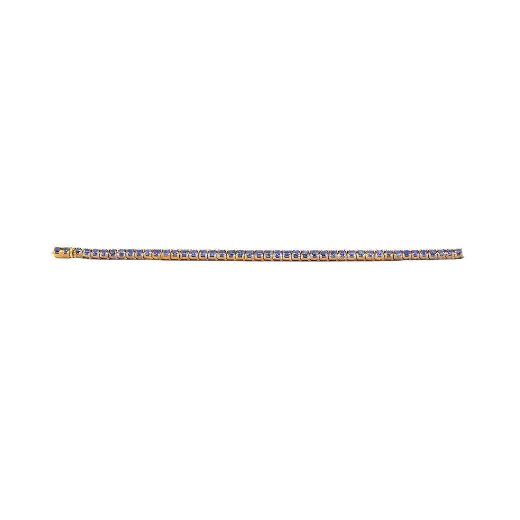 Unsigned Sapphire Line Bracelet in 18K Yellow Gold - '80s