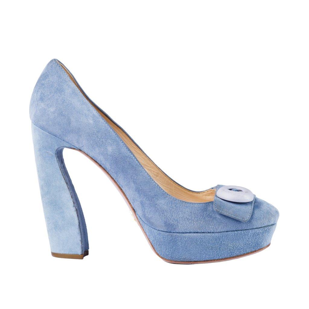 Prada Light Blue Suede Pumps - '10s