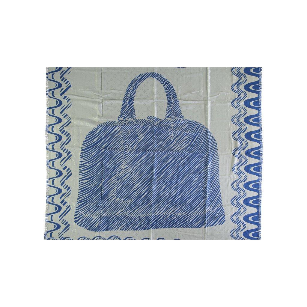 Louis Vuitton وشاح أبيض مطبوع عليه شعار ألما - عقد 2010