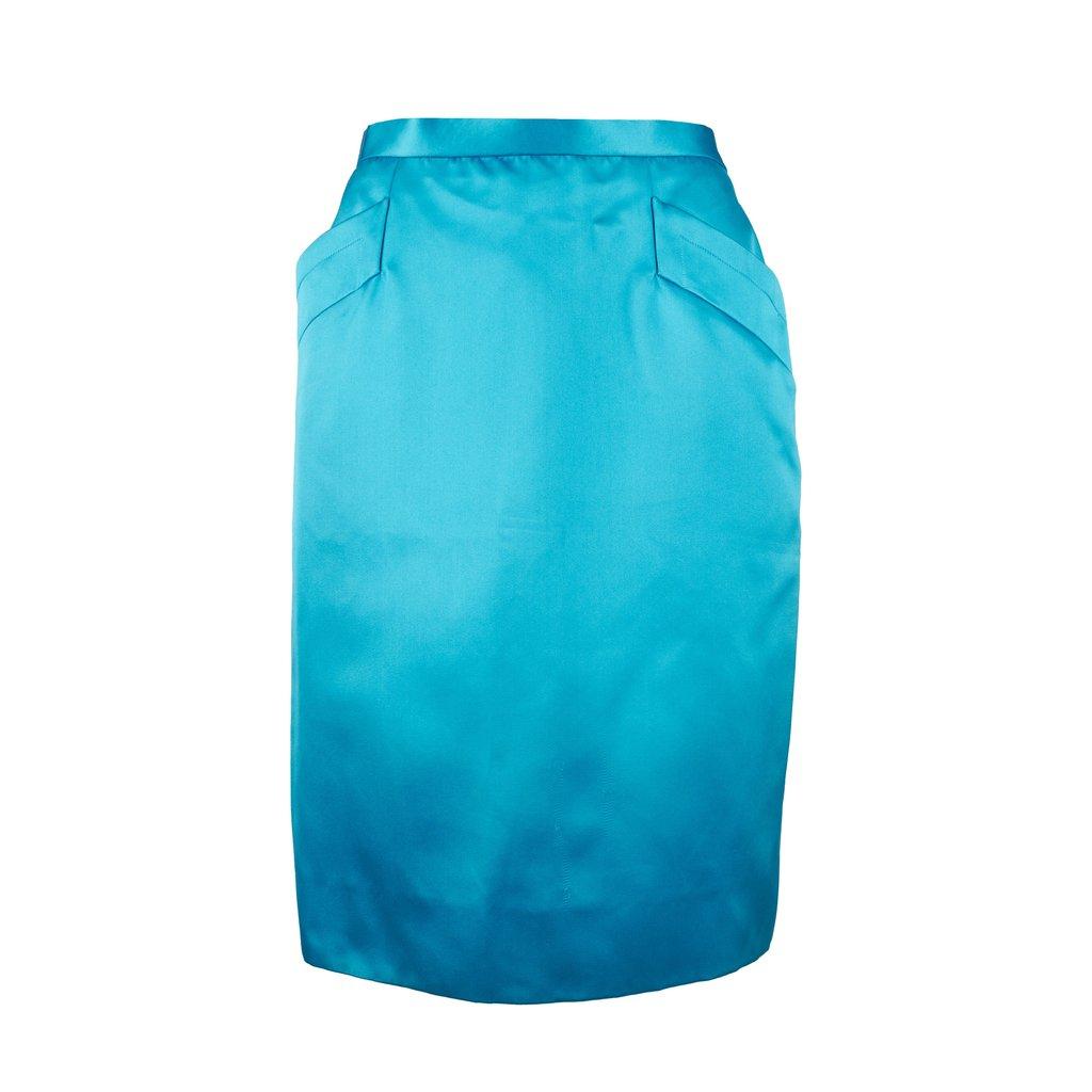 Saint Laurent Rive Gauche Satin Pencil Skirt - '80s