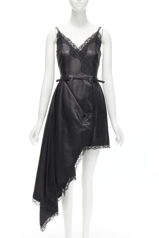 Alexander McQueen Black Leather Wrap Dress