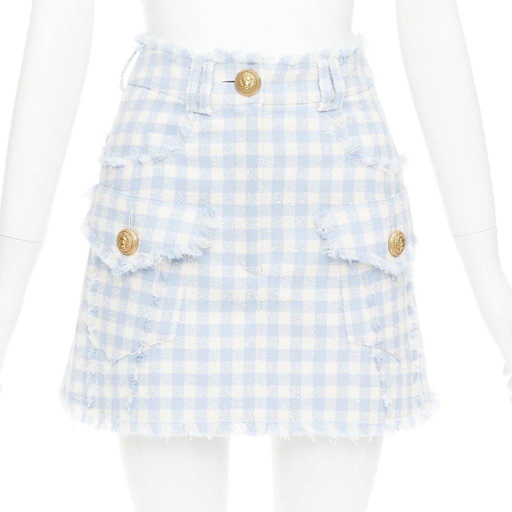 Balmain Blue Cotton Skirt