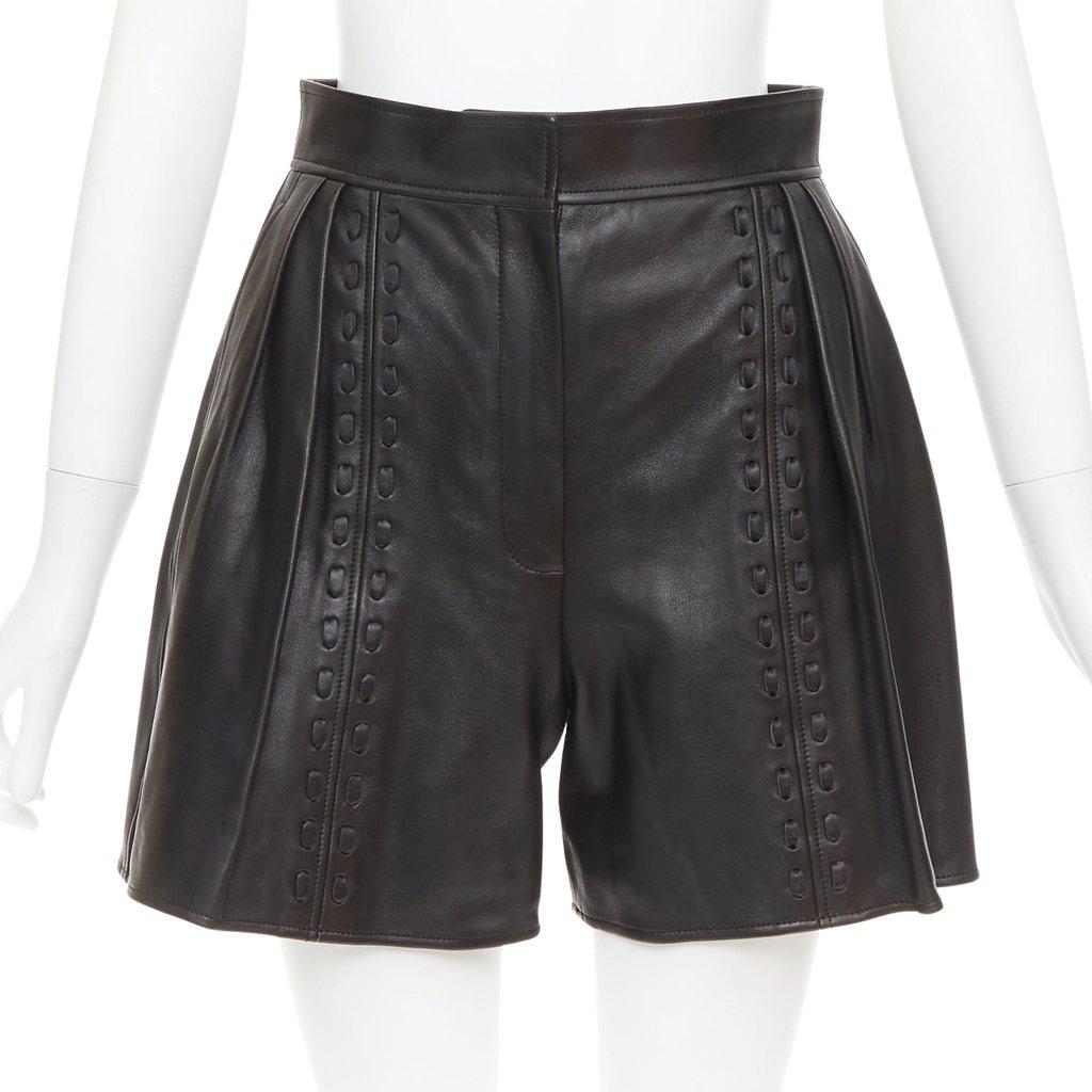 Alexander McQueen Black Leather Shorts