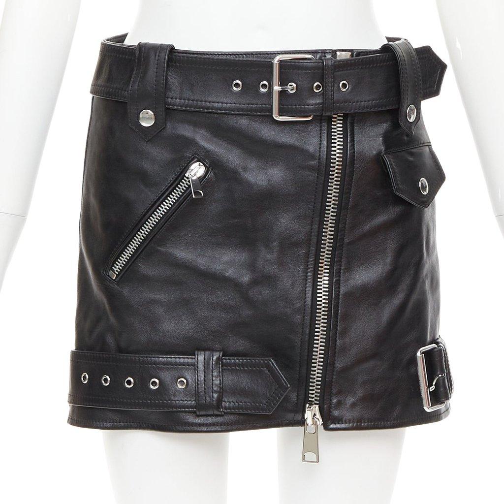 Alexander McQueen Black Leather Skirt