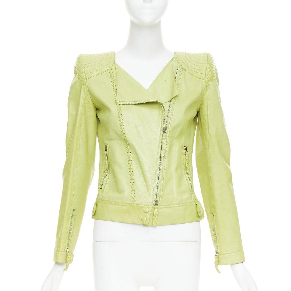 Roberto Cavalli Green Leather Leather Jacket