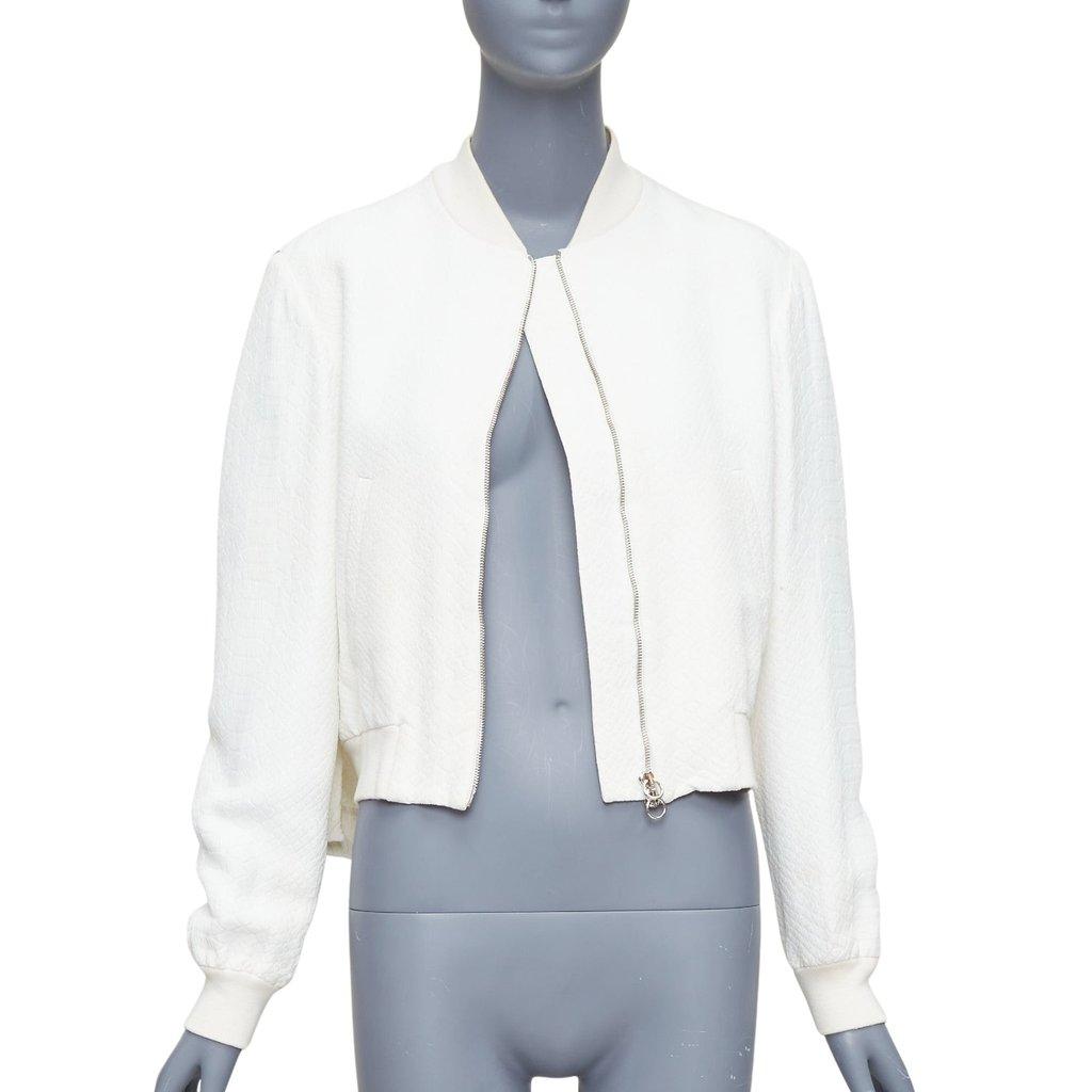 Stella McCartney White Jacquard Cropped Bomber