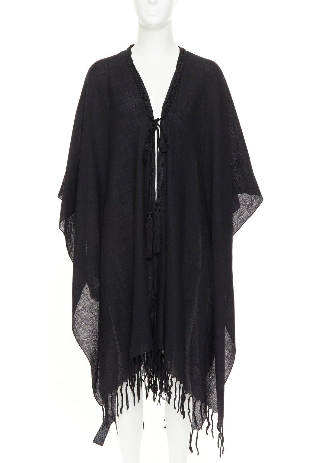 Saint Laurent معطف صوف أسود